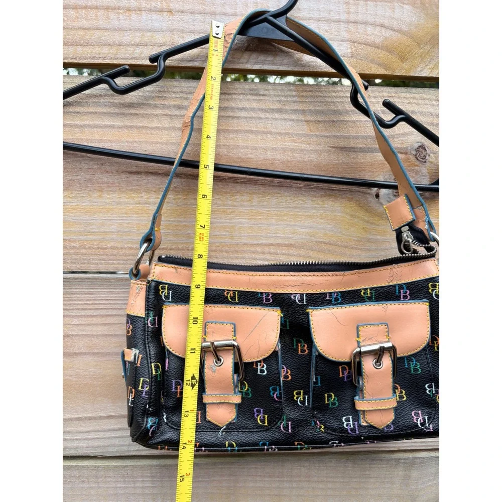Dooney & Bourke Multi-Color Monogram Black Coated Canvas Shoulder Bag Y2K Bag
